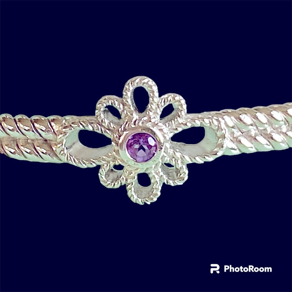 Sterling silver Judith Ripka cuff bracelet with floral  design